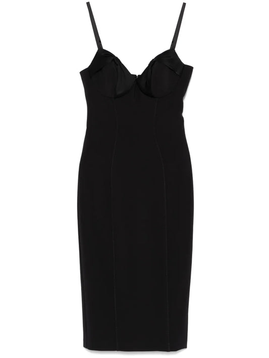 Satin-Bows Crepe Mini Dress