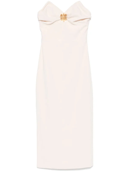 Macro-Bow Crepe Midi Dress