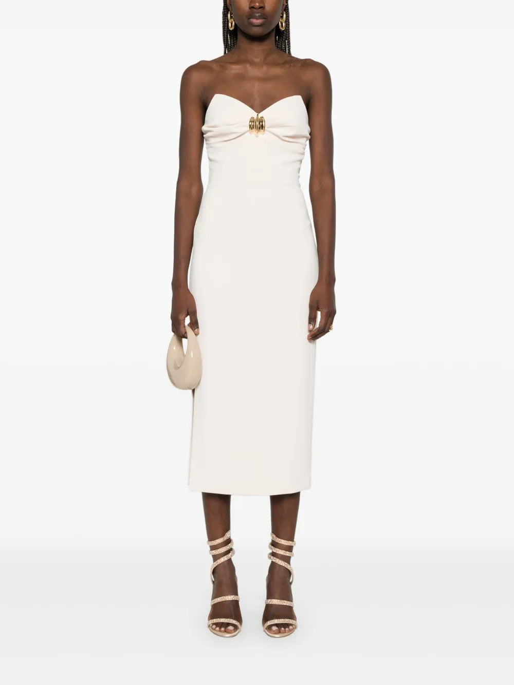 Macro-Bow Crepe Midi Dress