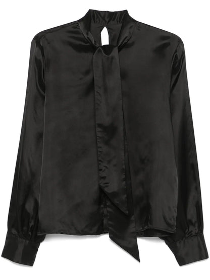 Tie-Neck Satin Shirt