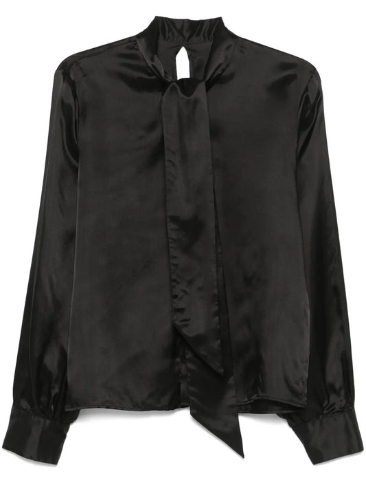 Tie-Neck Satin Shirt