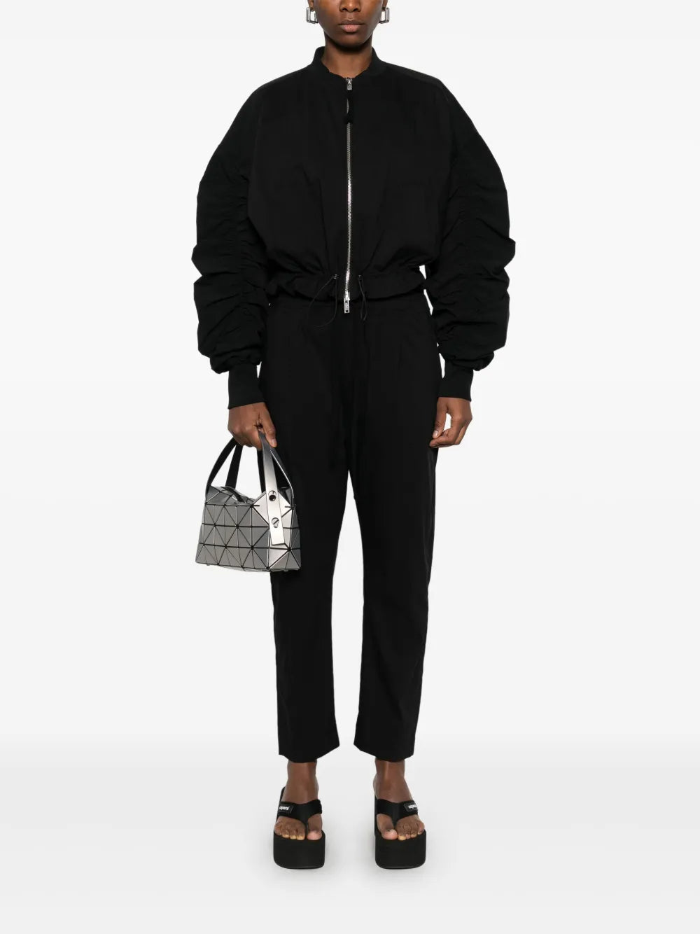 Ruched Bomber Jacket