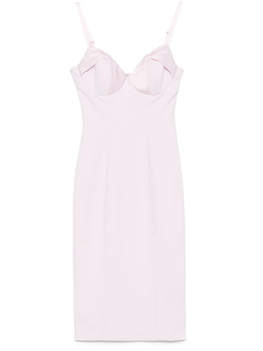 Satin-Bow Crepe Midi Dress