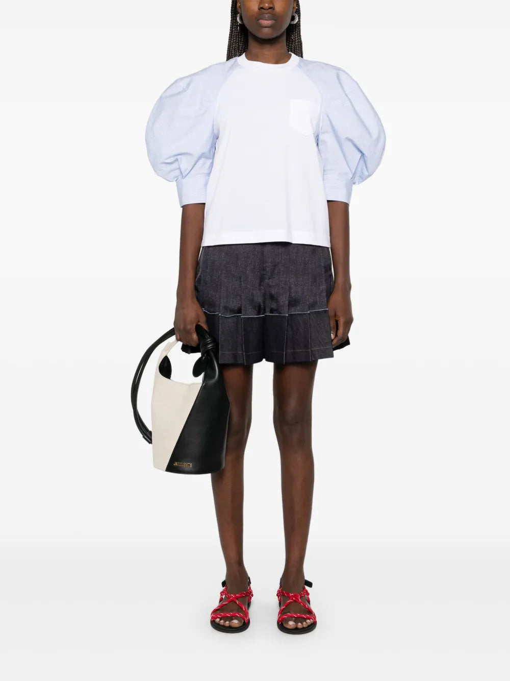 Cotton Poplin-Detailed T-Shirt