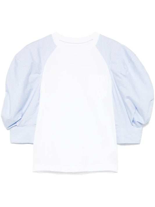 Cotton Poplin-Detailed T-Shirt