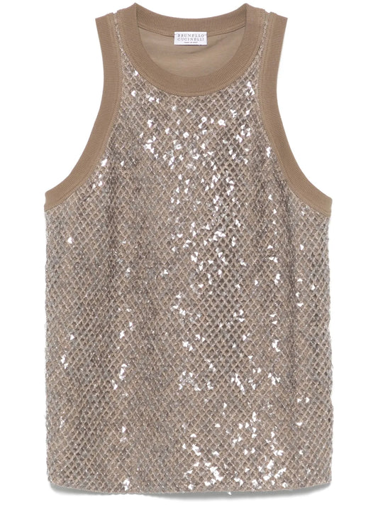 Sequinned Tank Top