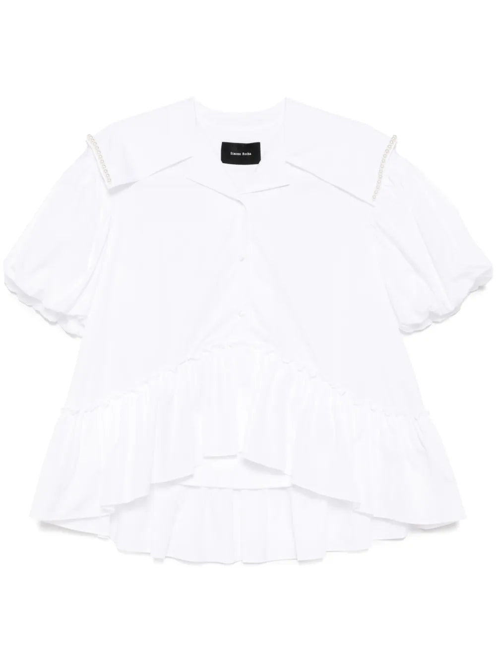 Sailor-Collar Puff-Sleeves Shirt