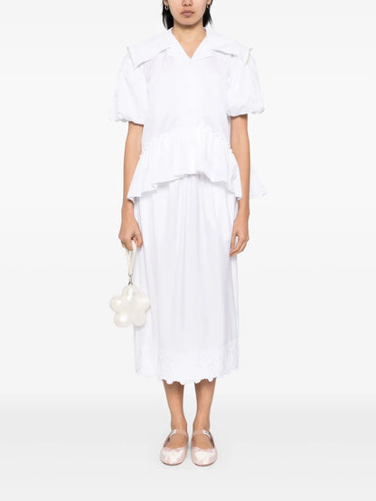 Sailor-Collar Puff-Sleeves Shirt