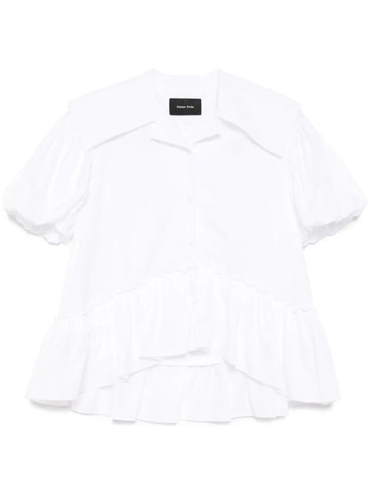 Sailor-Collar Puff-Sleeves Shirt