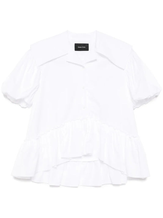 Sailor-Collar Puff-Sleeves Shirt