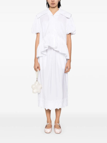 Sailor-Collar Puff-Sleeves Shirt