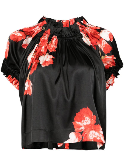 Elasticated Gathered Ruffle Tulip Top