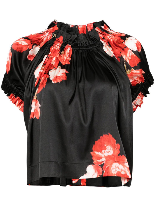 Elasticated Gathered Ruffle Tulip Top