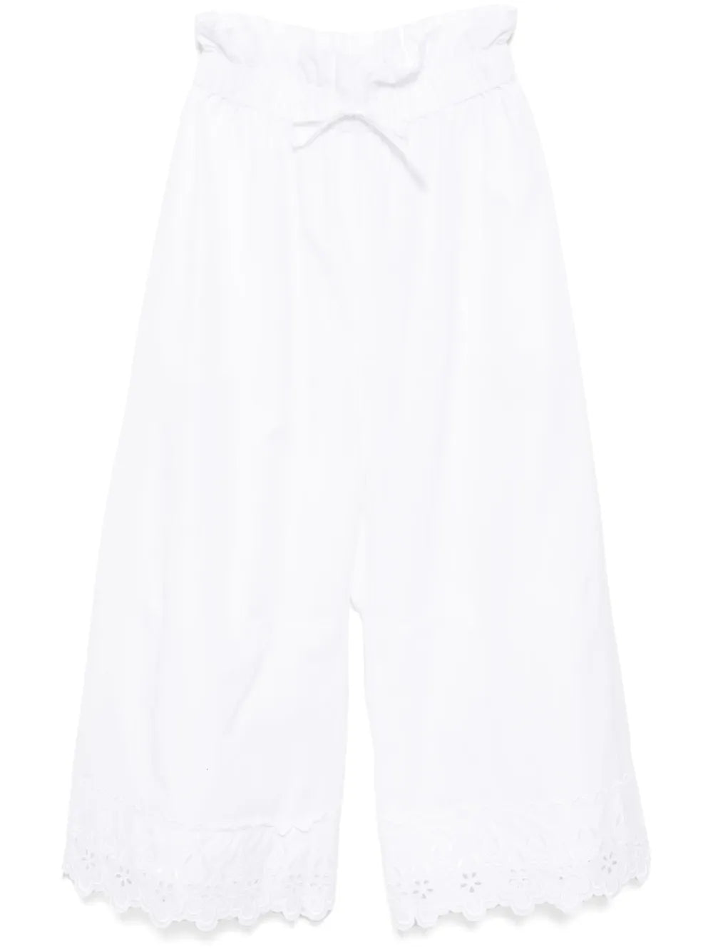Ruffle-Waisted Cropped Trousers