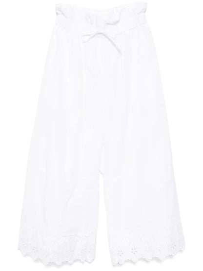 Ruffle-Waisted Cropped Trousers