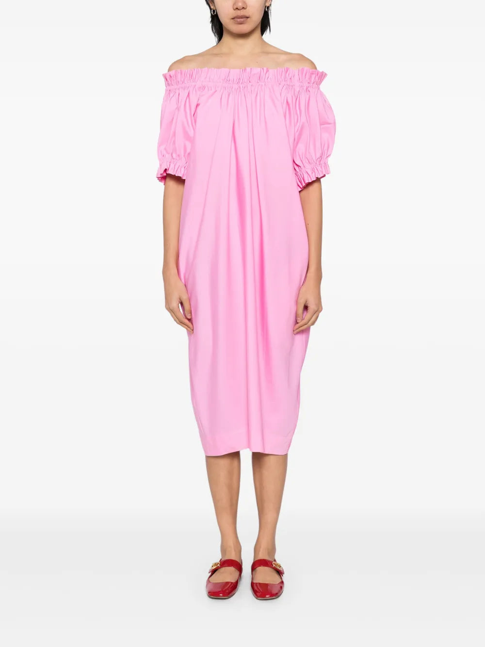 Elasticated Gathered Ruffle Tulip Dress