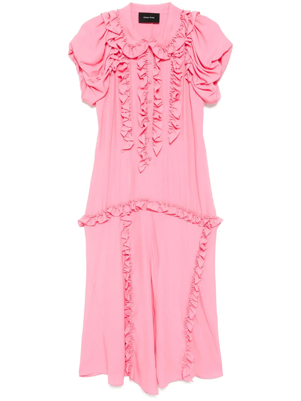 Ruffled Multi-Stitched Midi Dress