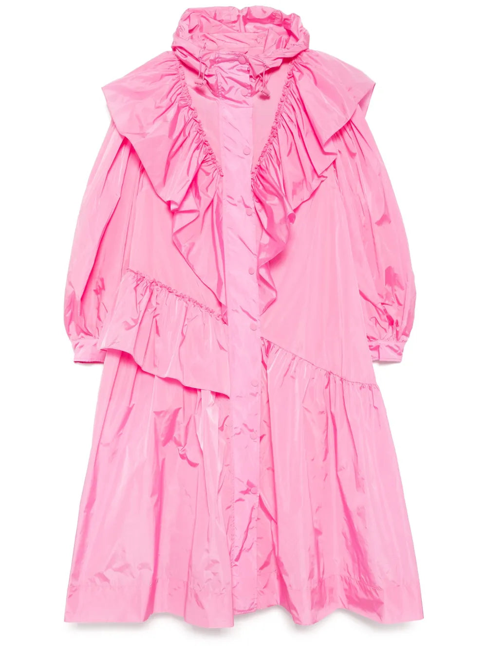 Ruffle-Details Parka Coat