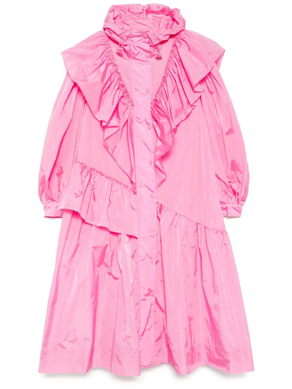 Ruffle-Details Parka Coat