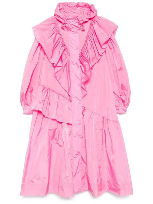Ruffle-Details Parka Coat
