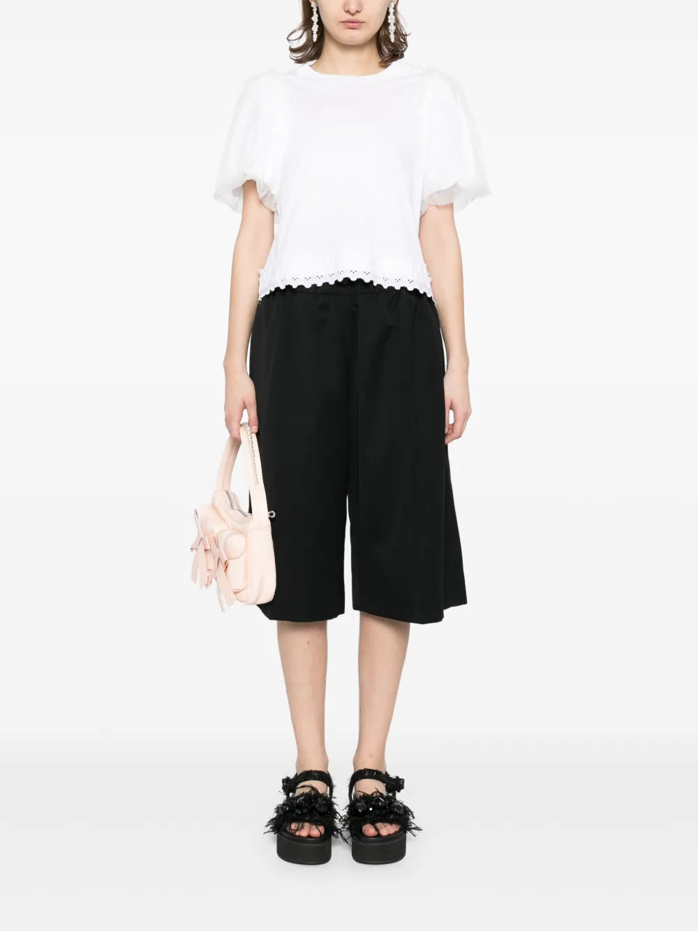 Wide-Leg Elasticated Long Shorts