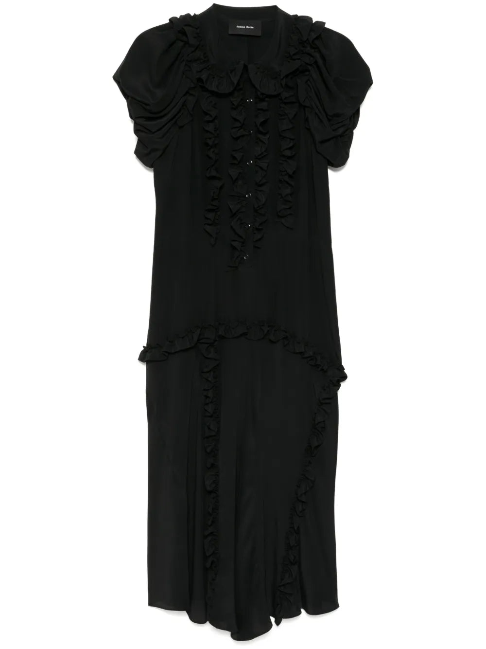 Ruffled Multi-Stitched Midi Dress