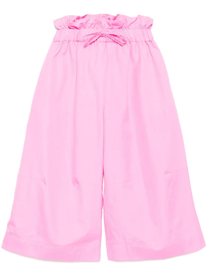 Ruffled-Waist Cropped Trousers