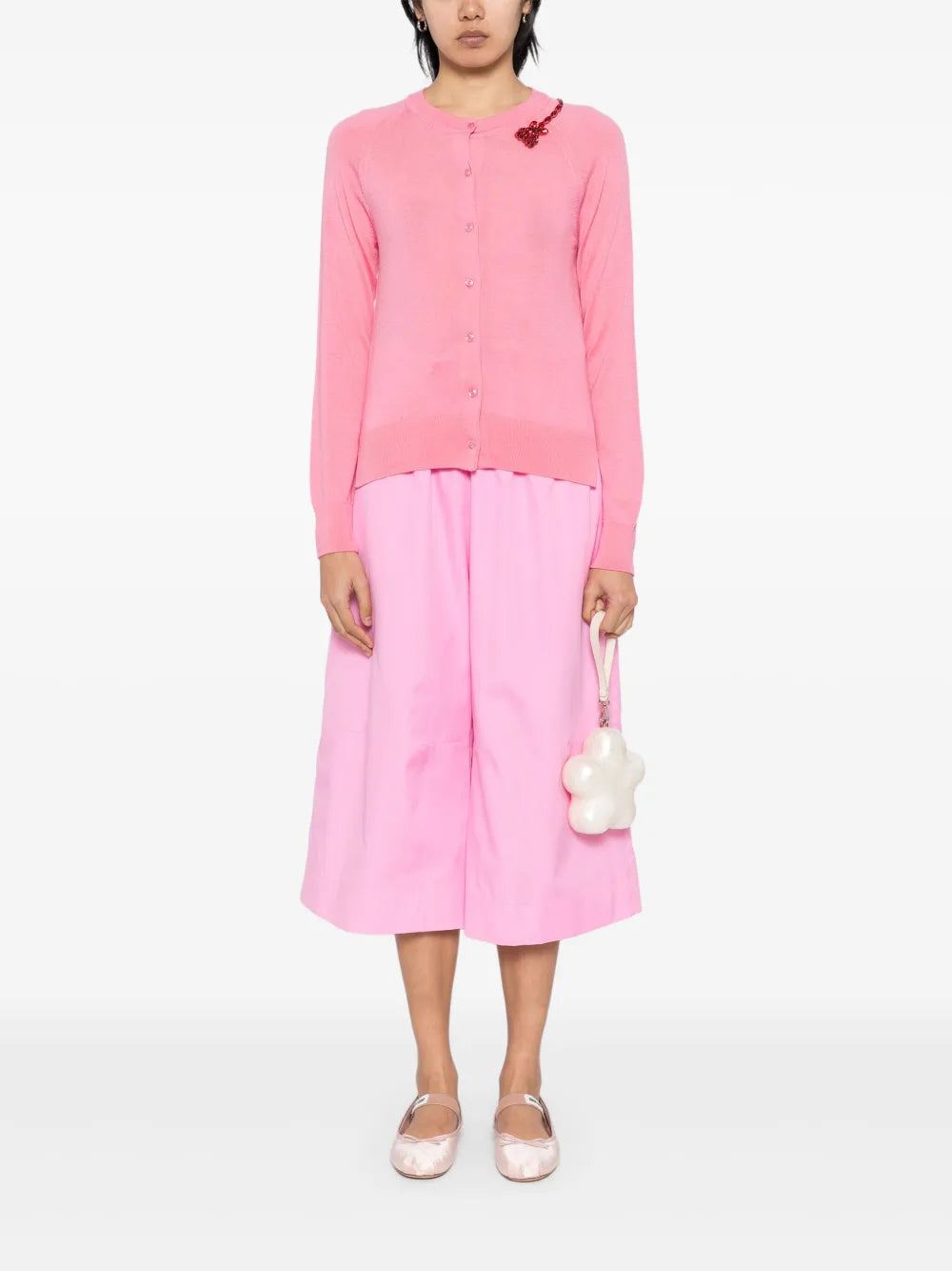 Ruffled-Waist Cropped Trousers