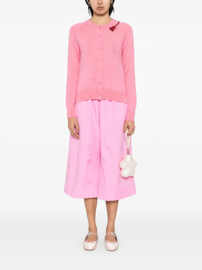 Ruffled-Waist Cropped Trousers