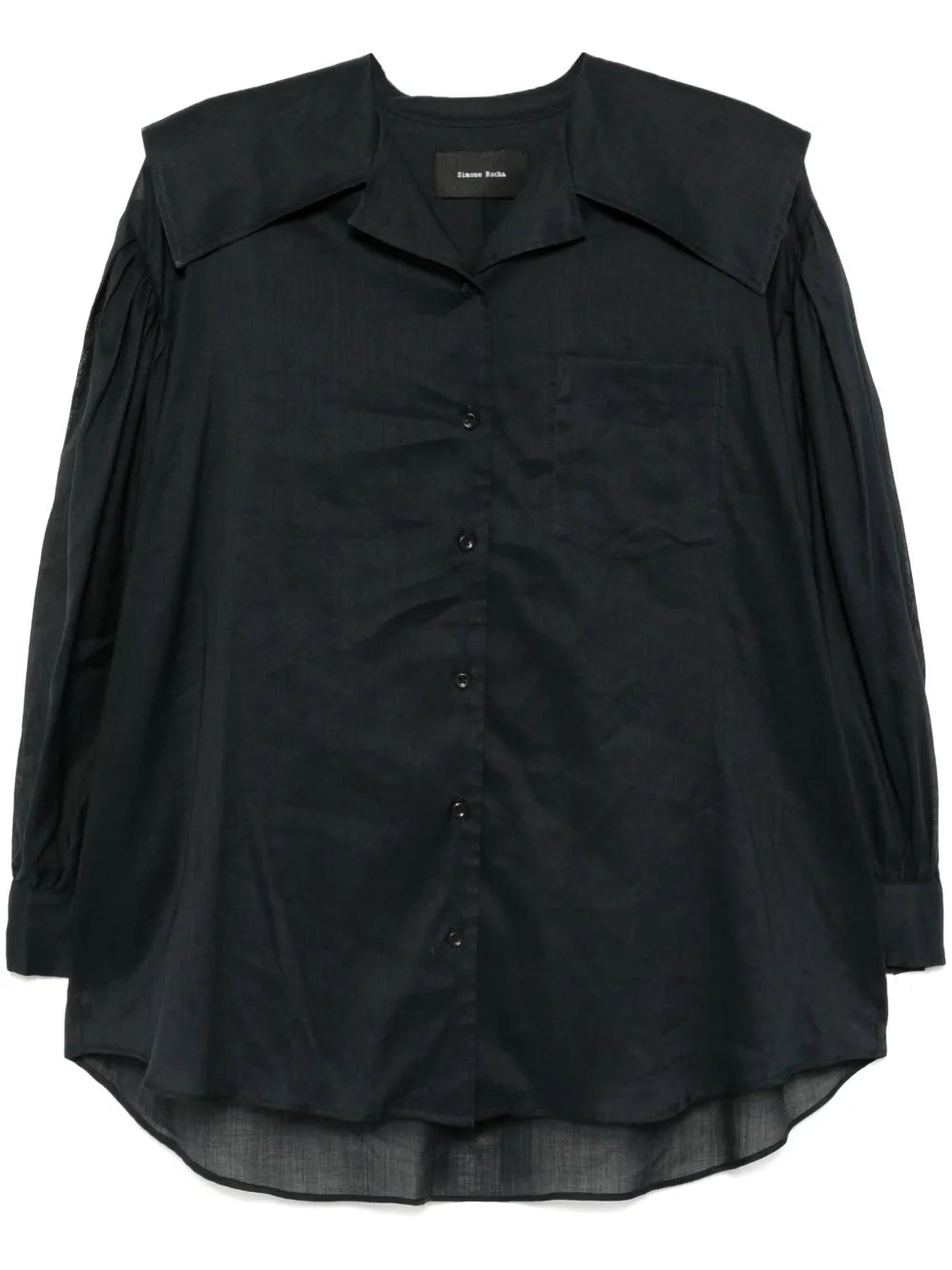 Sailor-Collar Puff-Sleeves Shirt