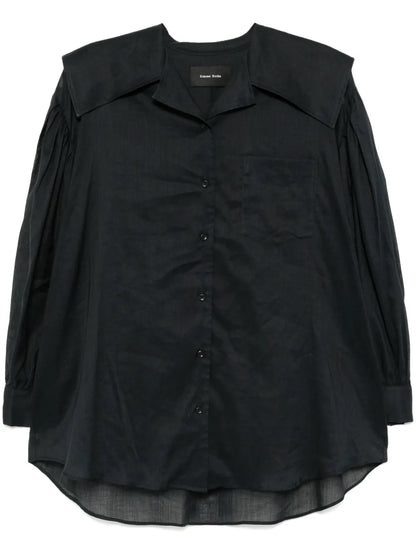 Sailor-Collar Puff-Sleeves Shirt