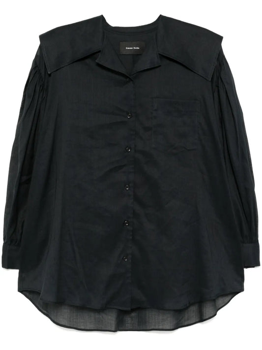Sailor-Collar Puff-Sleeves Shirt