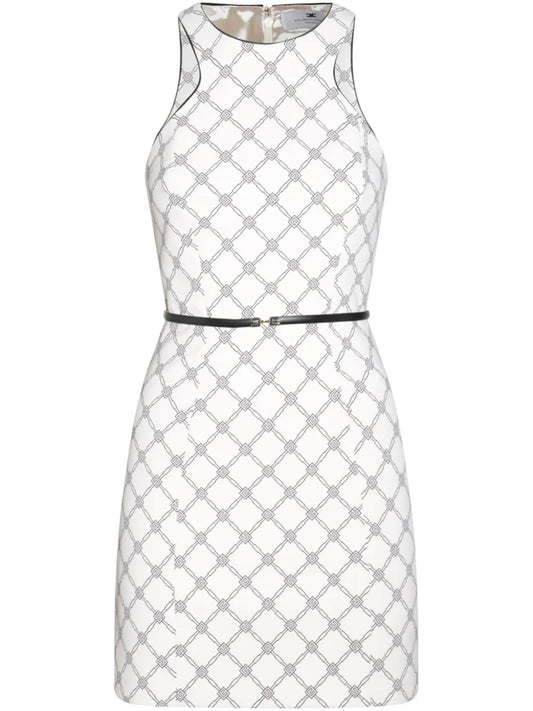 Diamond-Print Crepe Mini Dress