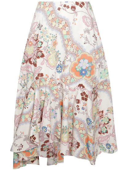 Floral-Print Midi Skirt