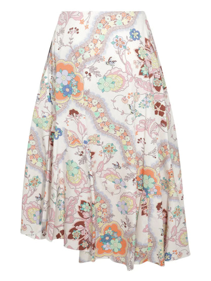 Floral-Print Midi Skirt
