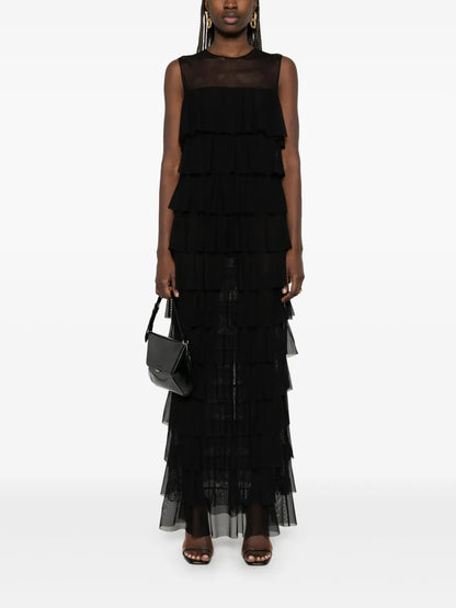 Sleeveless Tiered-Ruffle Maxi Dress