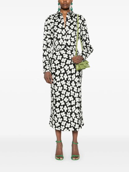 Floral-Print Midi Skirt