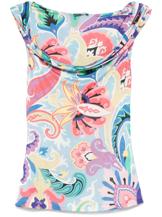 Paisley-Print Tank Top
