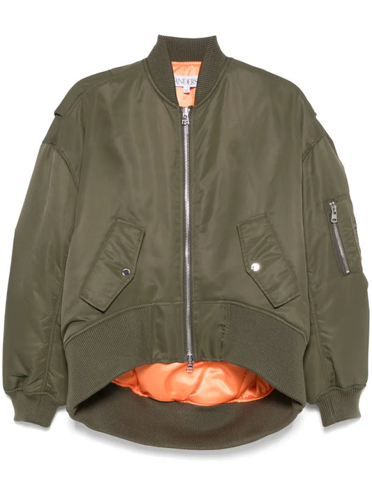 Curved-Hem Bomber Jacket