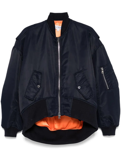 Curved-Hem Bomber Jacket