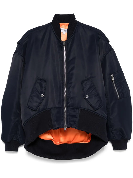Curved-Hem Bomber Jacket