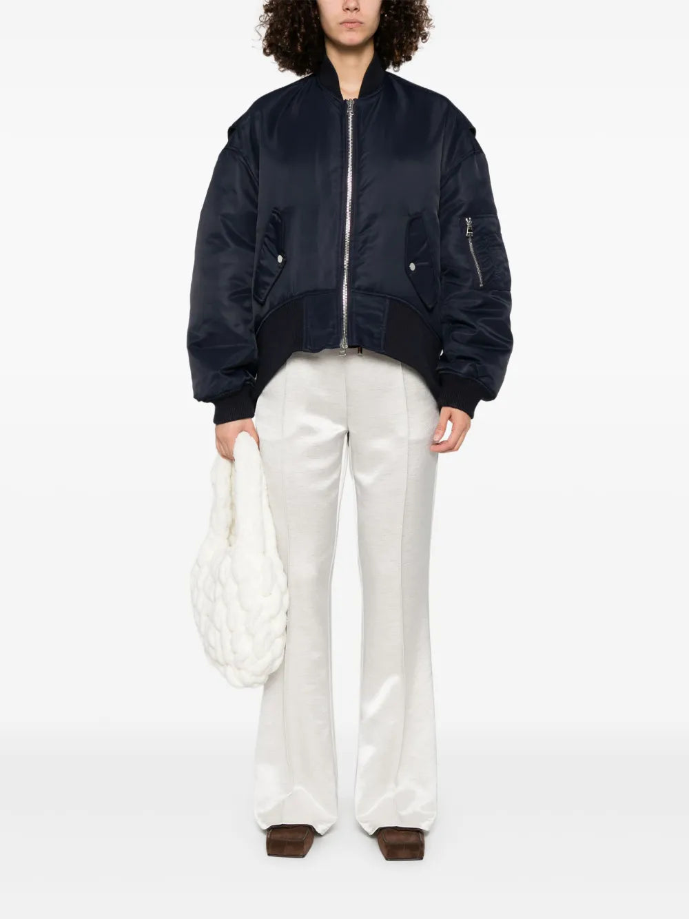 Curved-Hem Bomber Jacket