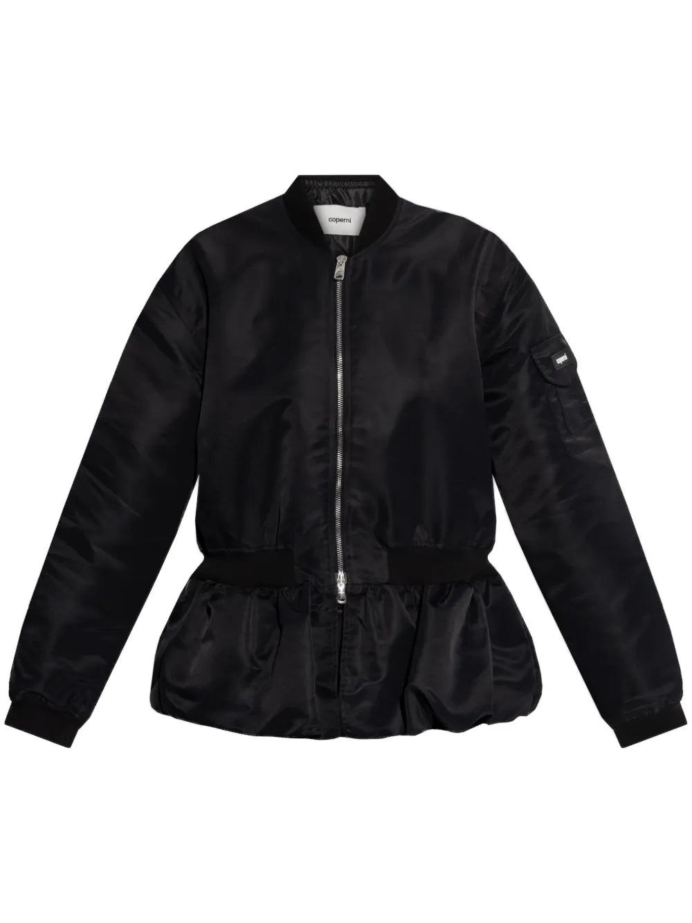 Gathered-Hem Bomber Jacket