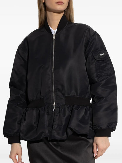 Gathered-Hem Bomber Jacket