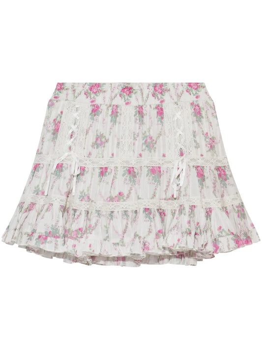 Rose-Print Mini Skirt