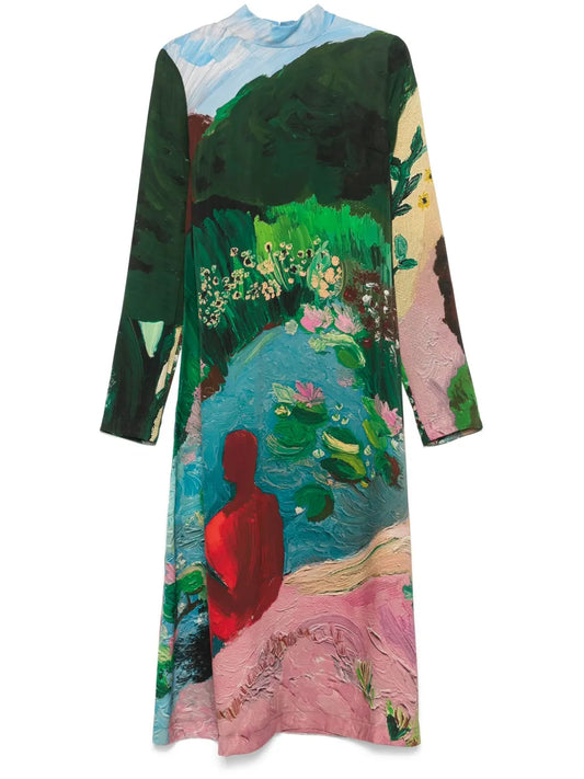 Long-Sleeves Midi Dress