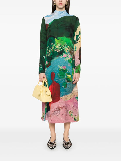 Long-Sleeves Midi Dress