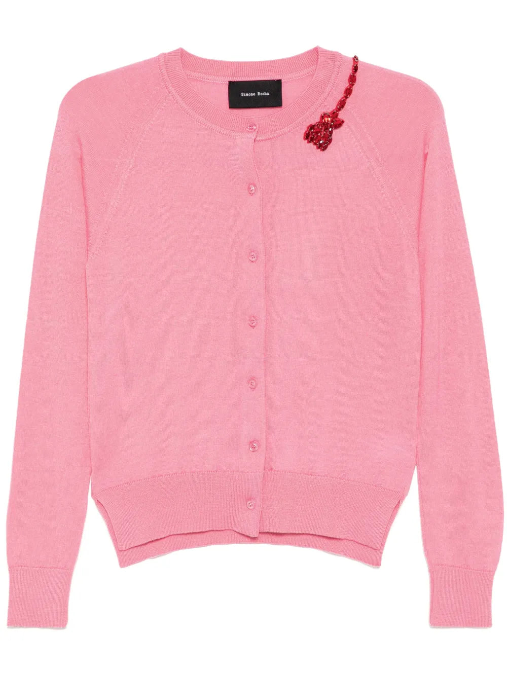 Flower-Embellished Cardigan