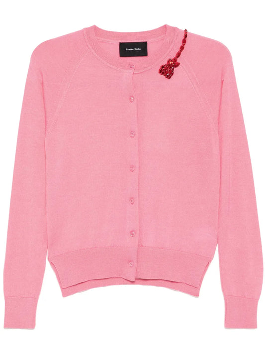 Flower-Embellished Cardigan