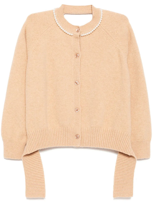 Beaded Open-Back Cardigan